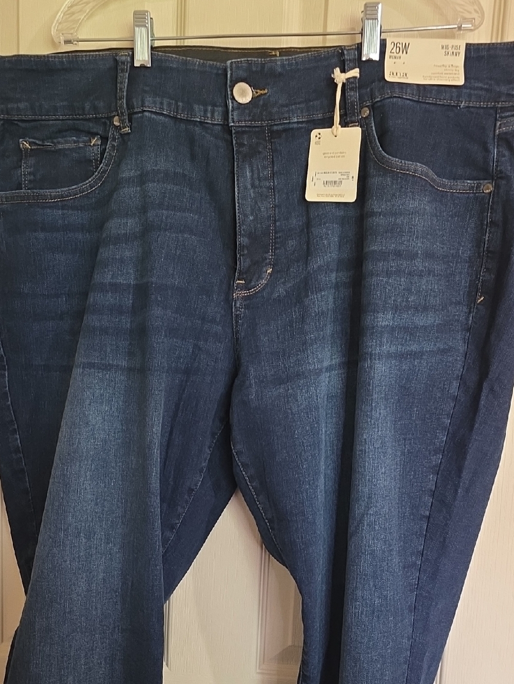 a.n.a Blue Mid-Rise Skinny Jeans with Contrast Stitching